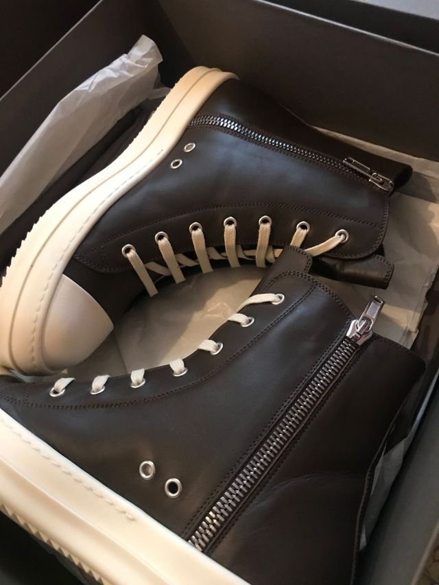 Rick Owens Brown Leather Ramones 42